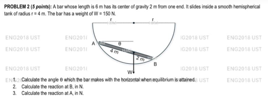 A bar whose length is 6 m has its center of