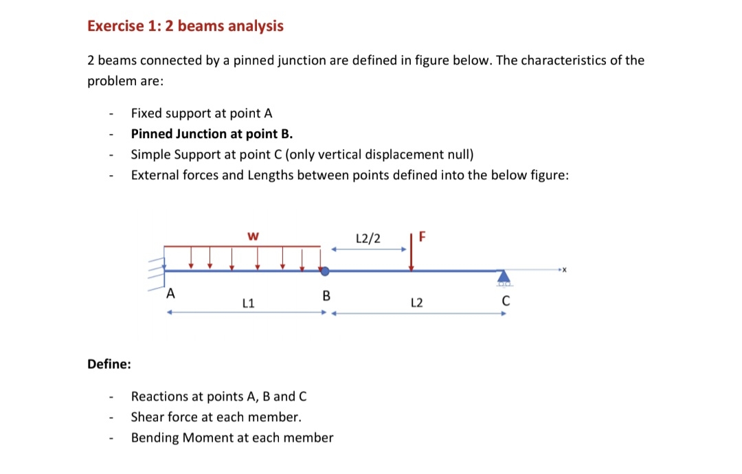 Exercise 1 : 2 beams analysis 2 beams connected