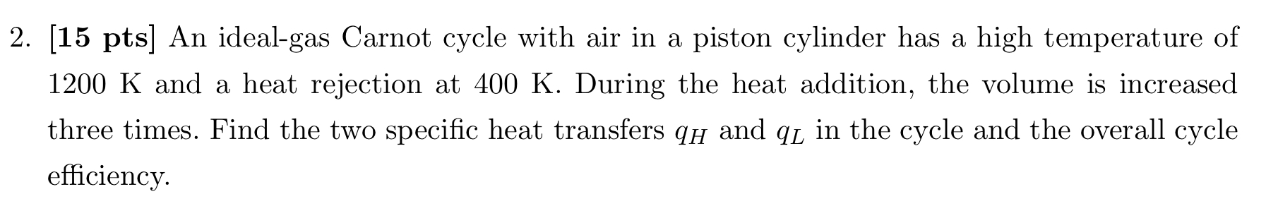 An ideal - gas Carnot cycle with air in a piston
