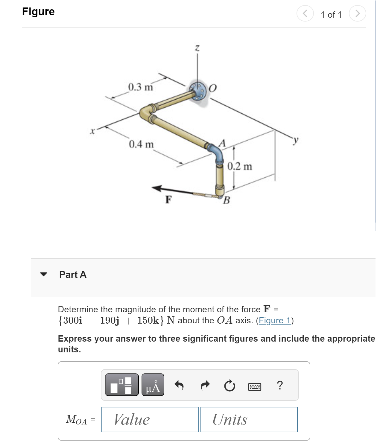 Determine the magnitude of the moment of the