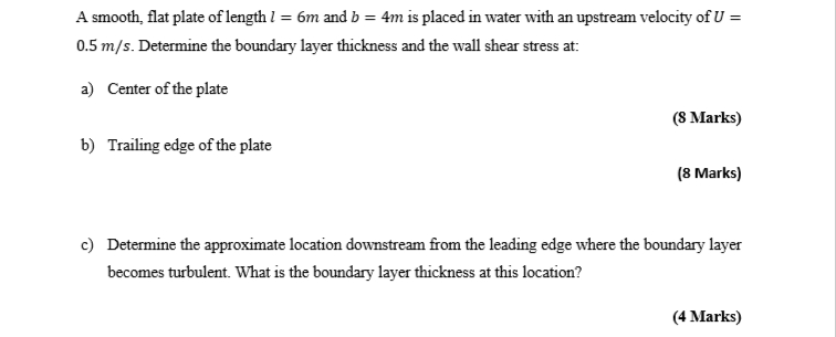 A smooth, flat plate of length \ ( l = 6 \ mathrm
