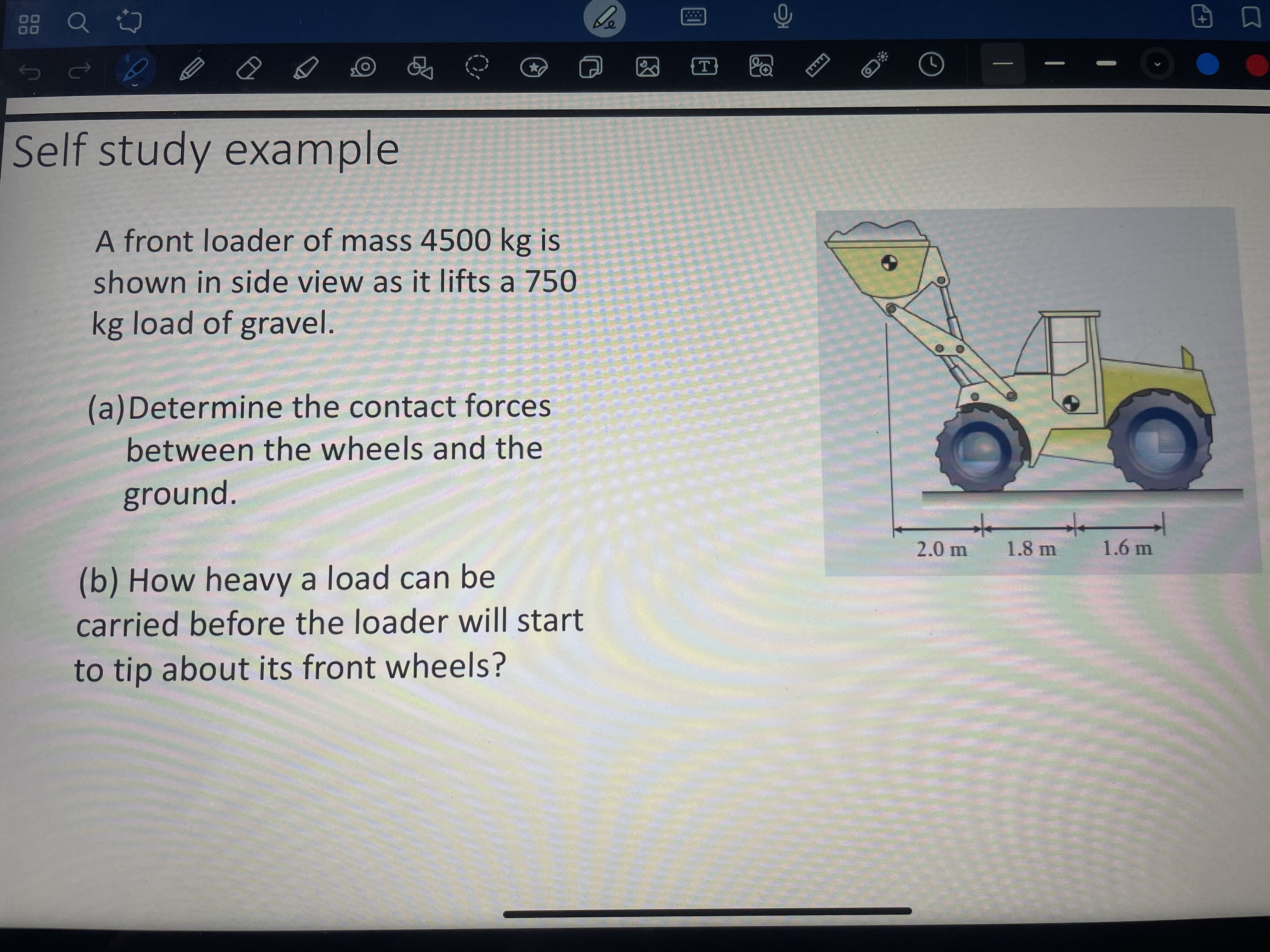 Self study example A front loader of mass 4 5 0 0