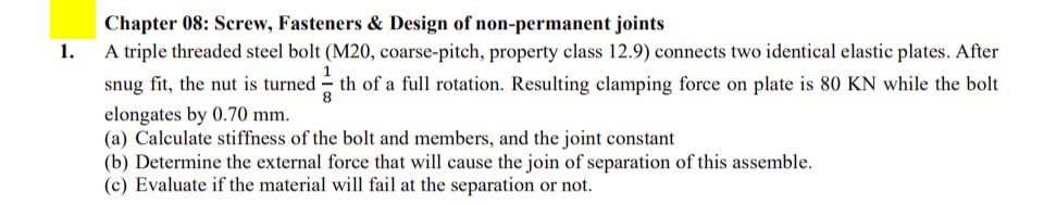 Chapter 0 8 : Screw, Fasteners \ & Design of non