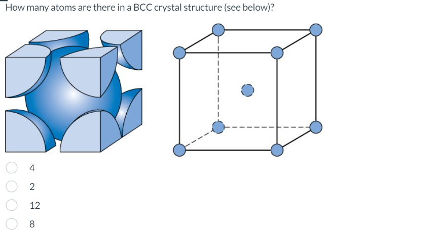 How many atoms are there in a BCC crystal
