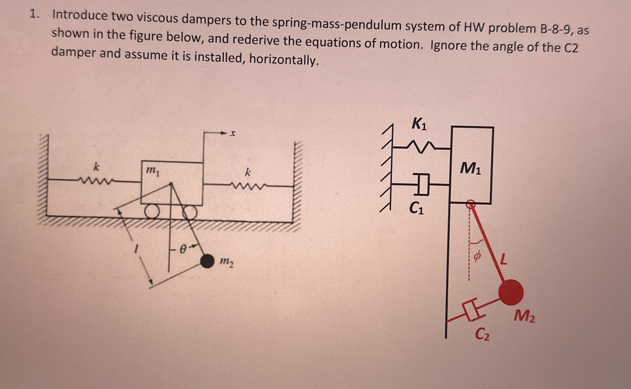Introduce two viscous dampers to the spring -