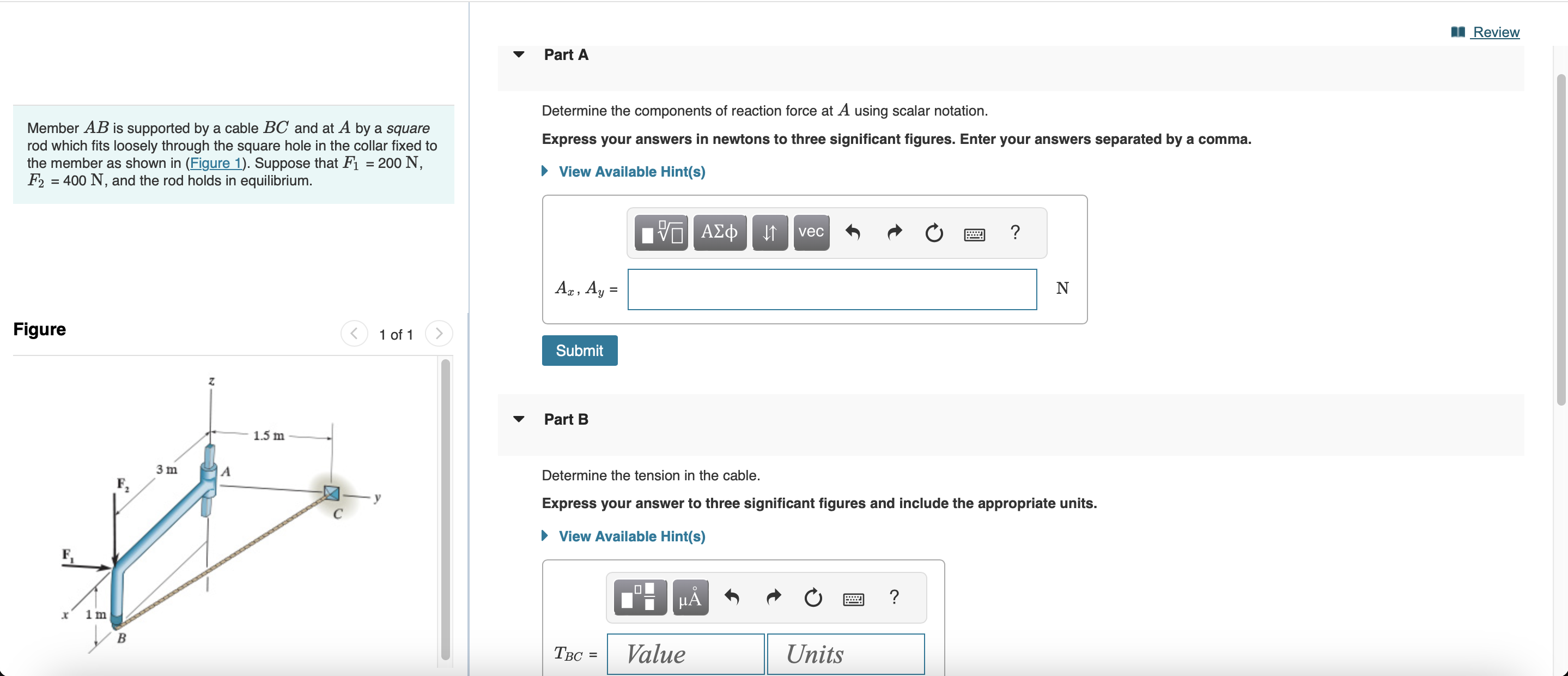 Part A Part C Determine the components of the