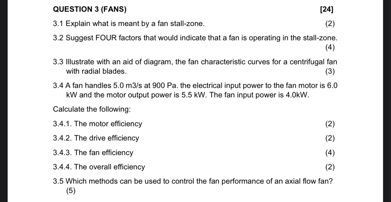 QUESTION 3 ( FANS ) [ 2 4 ] 3 . 1 Explain what is