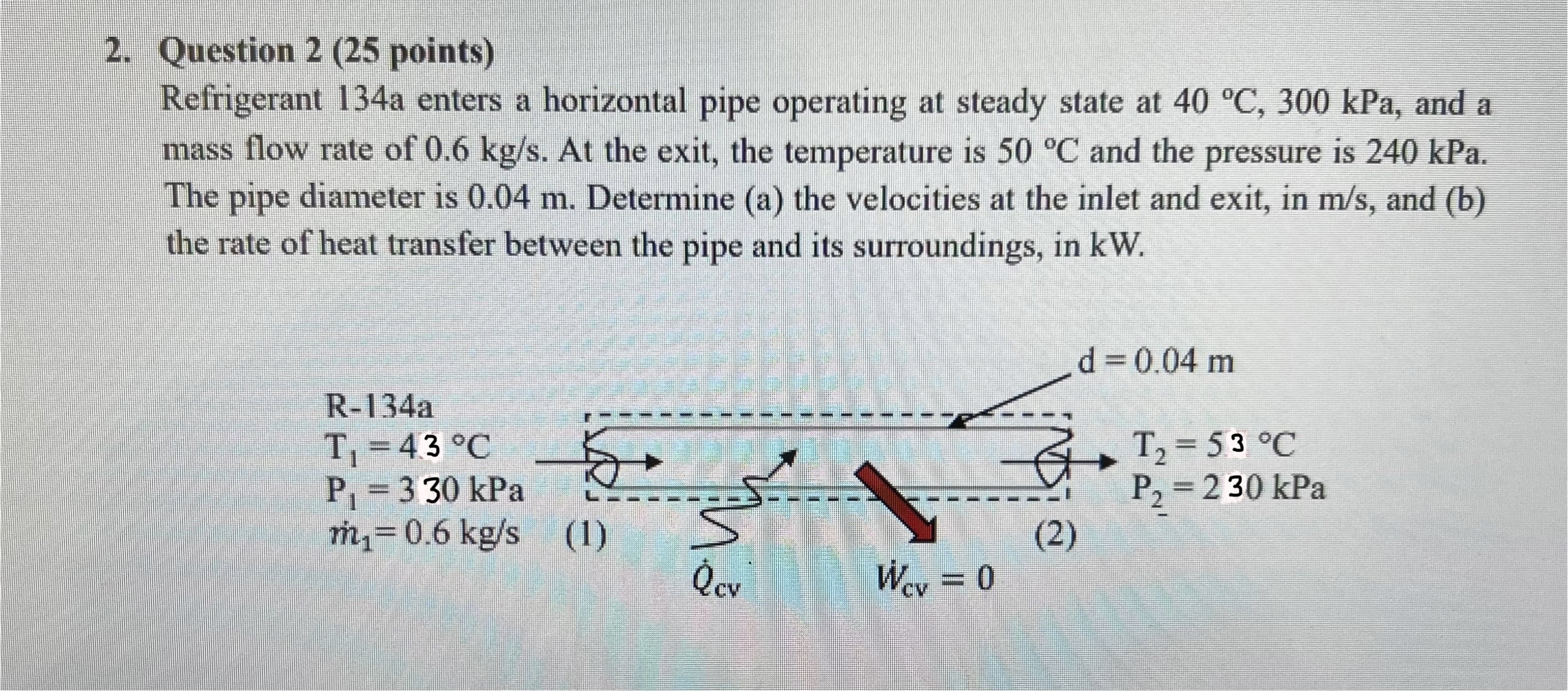 Question 2 ( 2 5 points ) Refrigerant 1 3 4 a