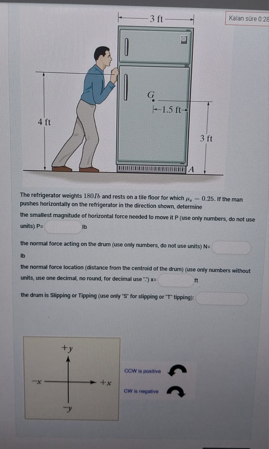 an s re 0 : 2 8 The refrigerator weights 1 8 0 Ib