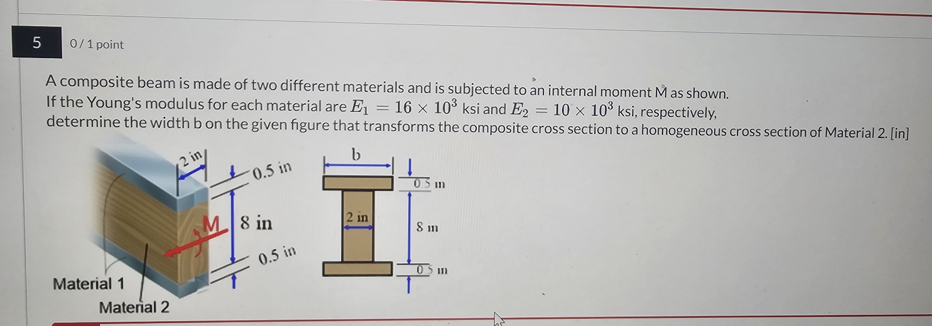 5 0 1 point A composite beam is made of two
