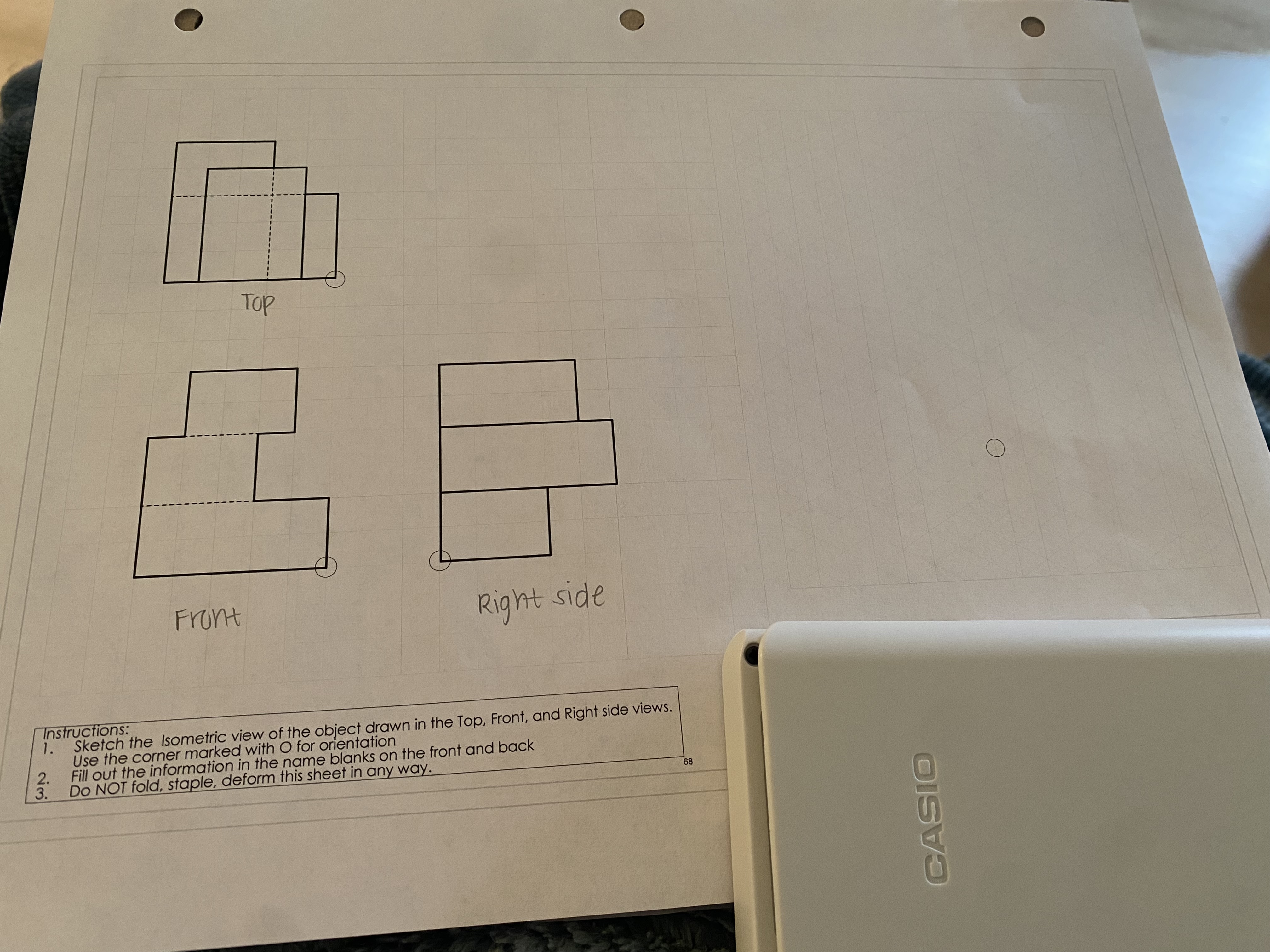 Use the corner marked with O for orientation.