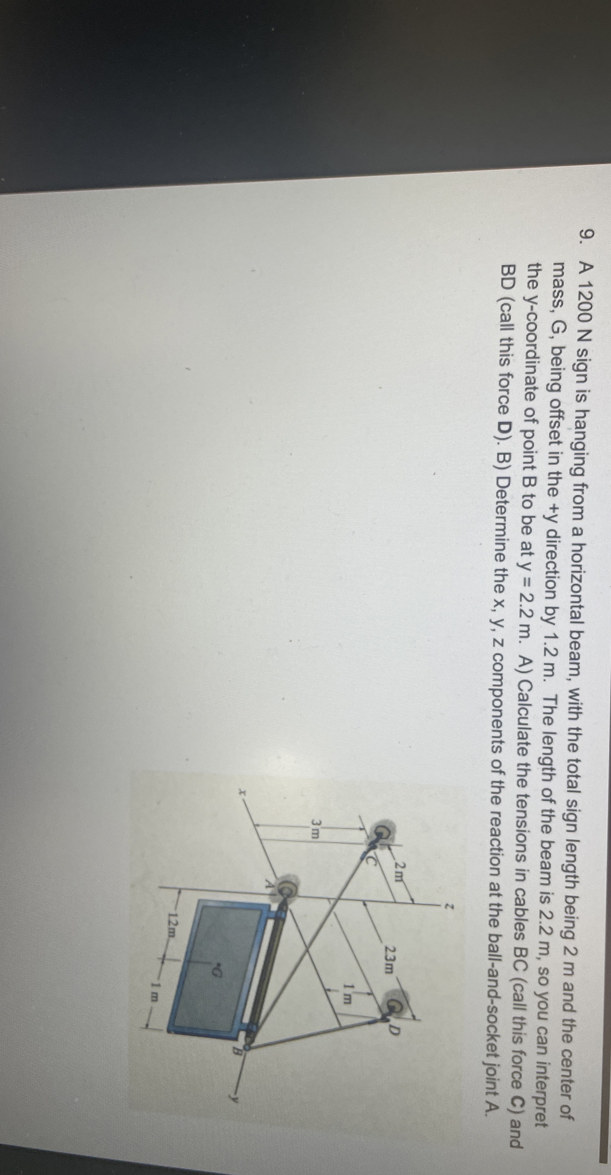 A 1 2 0 0 N sign is hanging from a horizontal