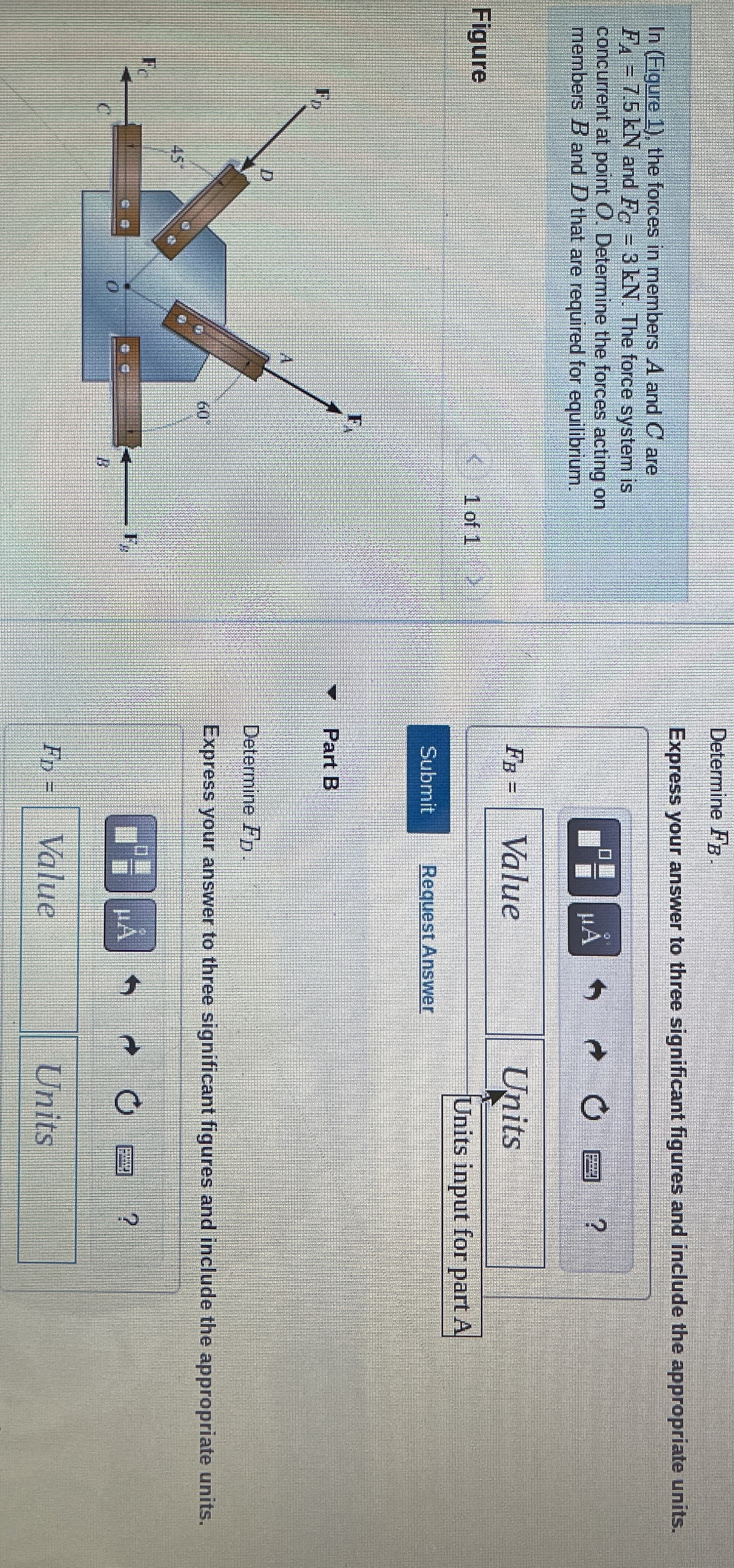 Determine F B In ( Figure 1 ) , the forces in