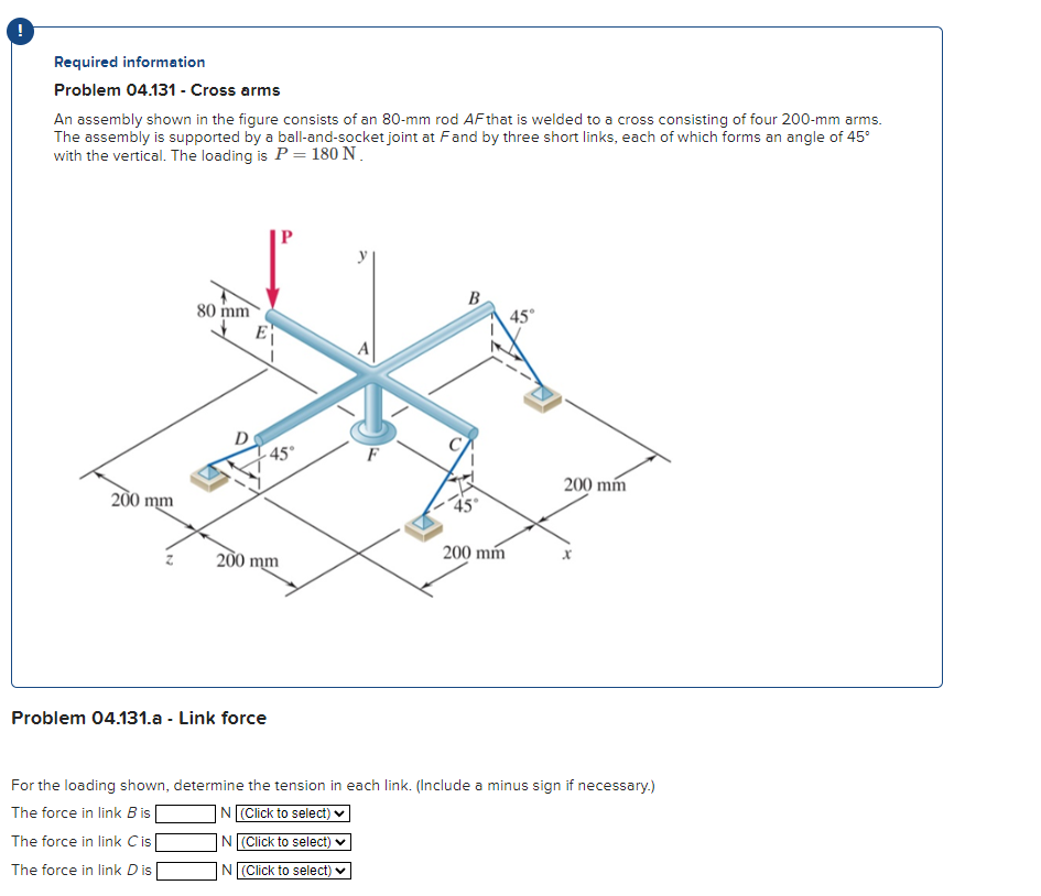 Problem 0 4 . 1 3 1 . a - Link force For the