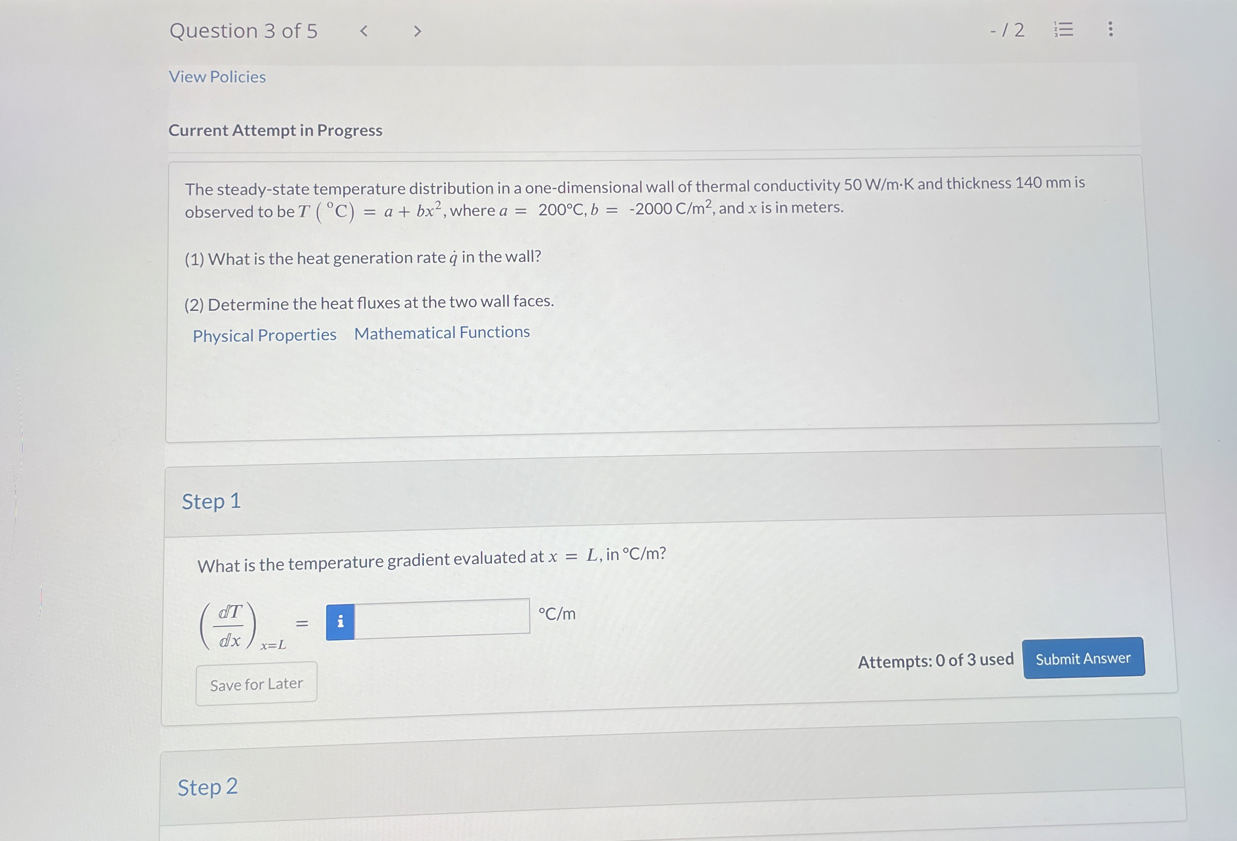 Question 3 of 5 View Policies Current Attempt in
