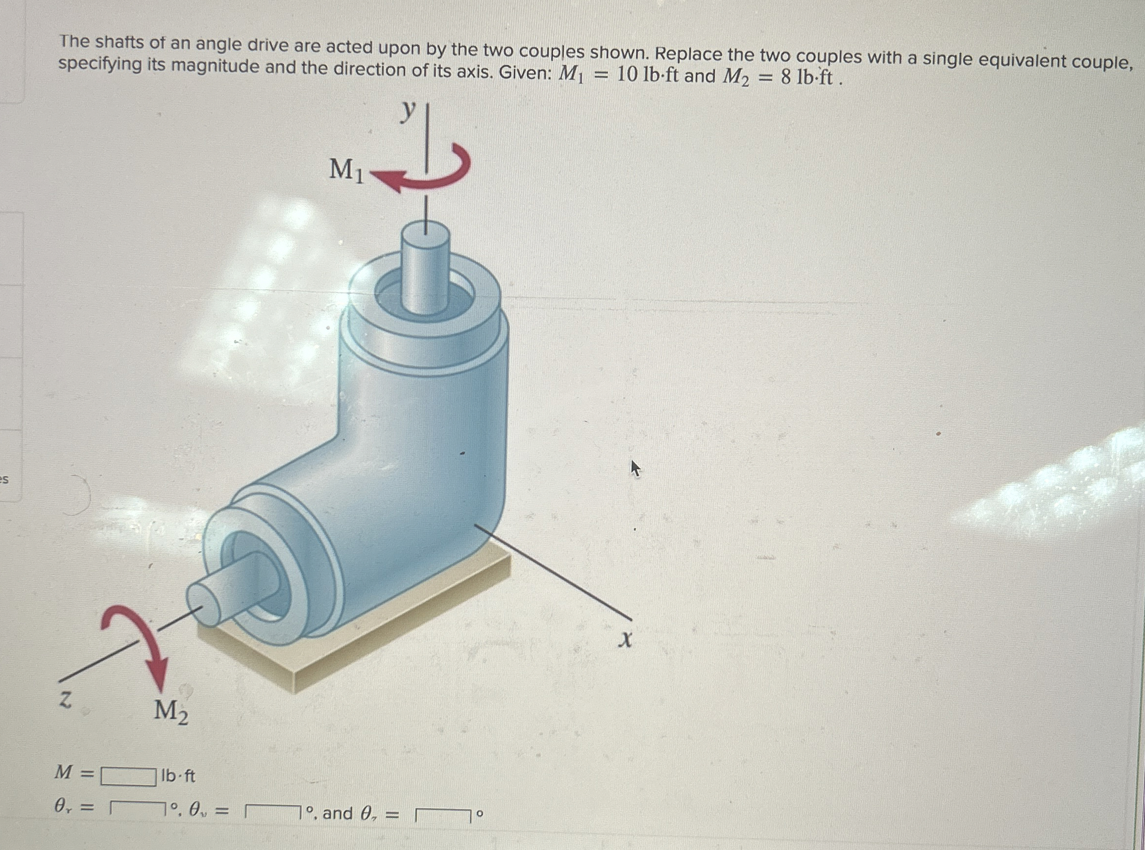 The shafts of an angle drive are acted upon by