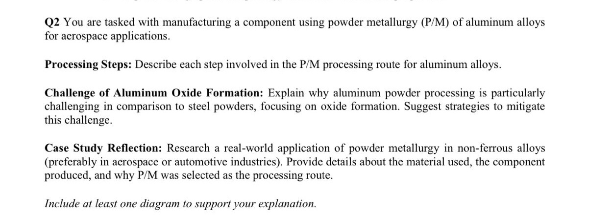Q 2 You are tasked with manufacturing a component