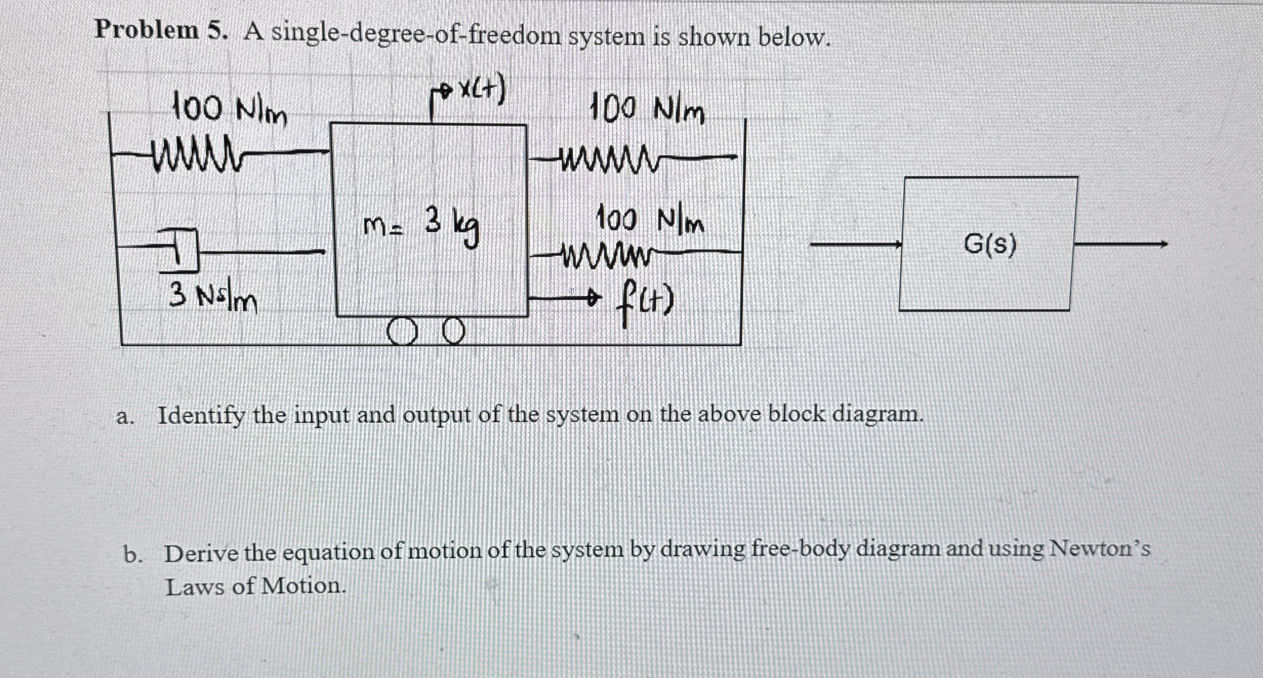 Problem 5 . A single - degree - of - freedom