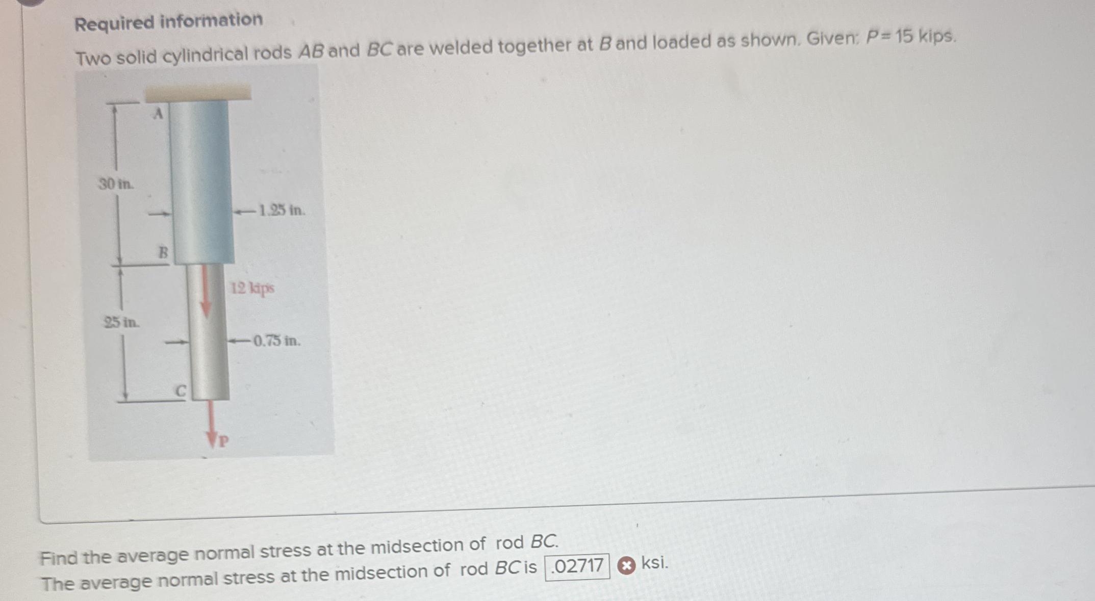 Required information Two solid cylindrical rods A