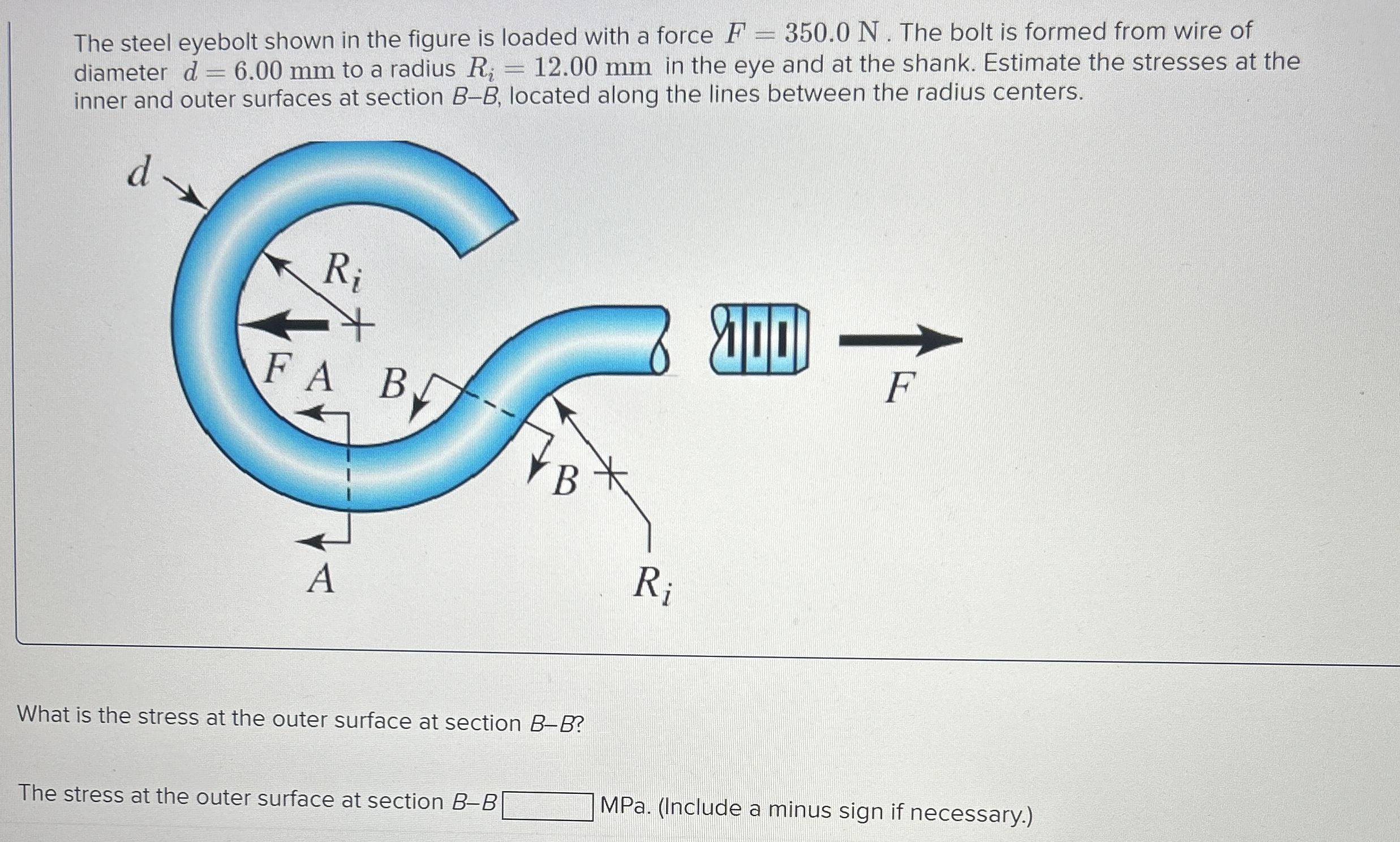 What is the stress at the outer surface at
