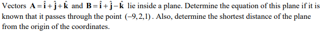Vectors A = hat ( i ) + hat ( j ) + hat ( k ) and