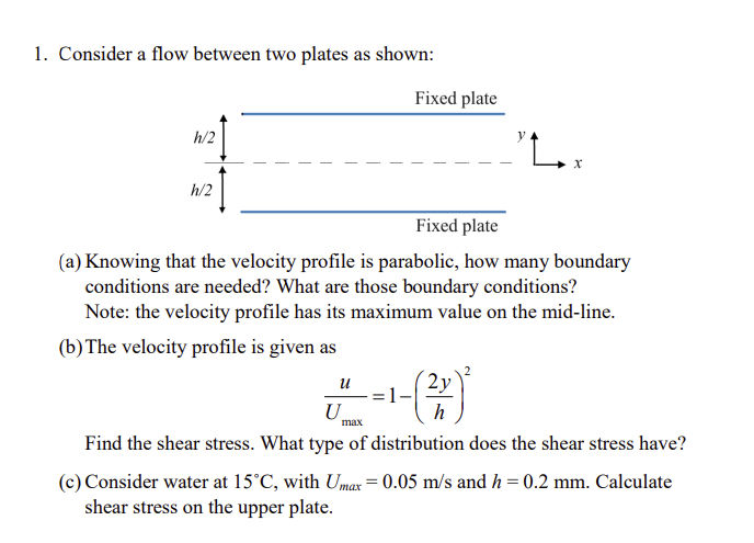 Consider a flow between two plates as shown: ( a