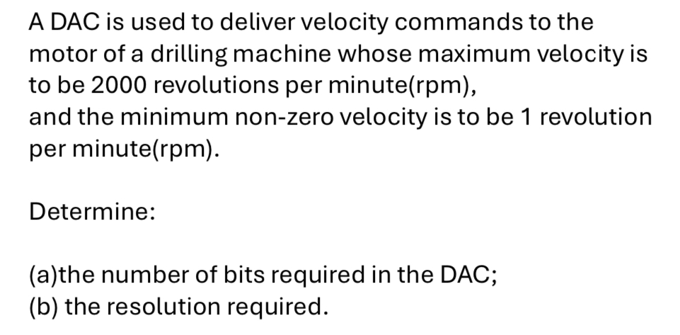 A DAC is used to deliver velocity commands to the