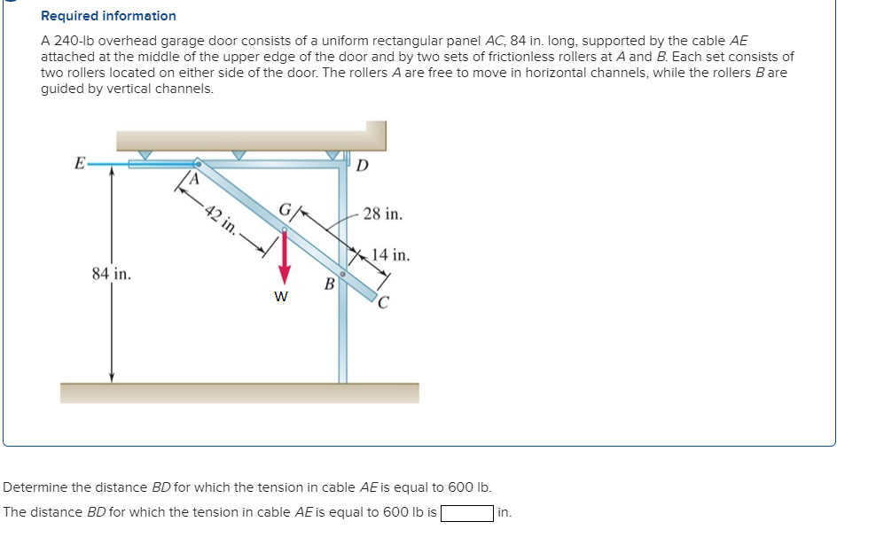 Required information A 2 4 0 - lb overhead garage