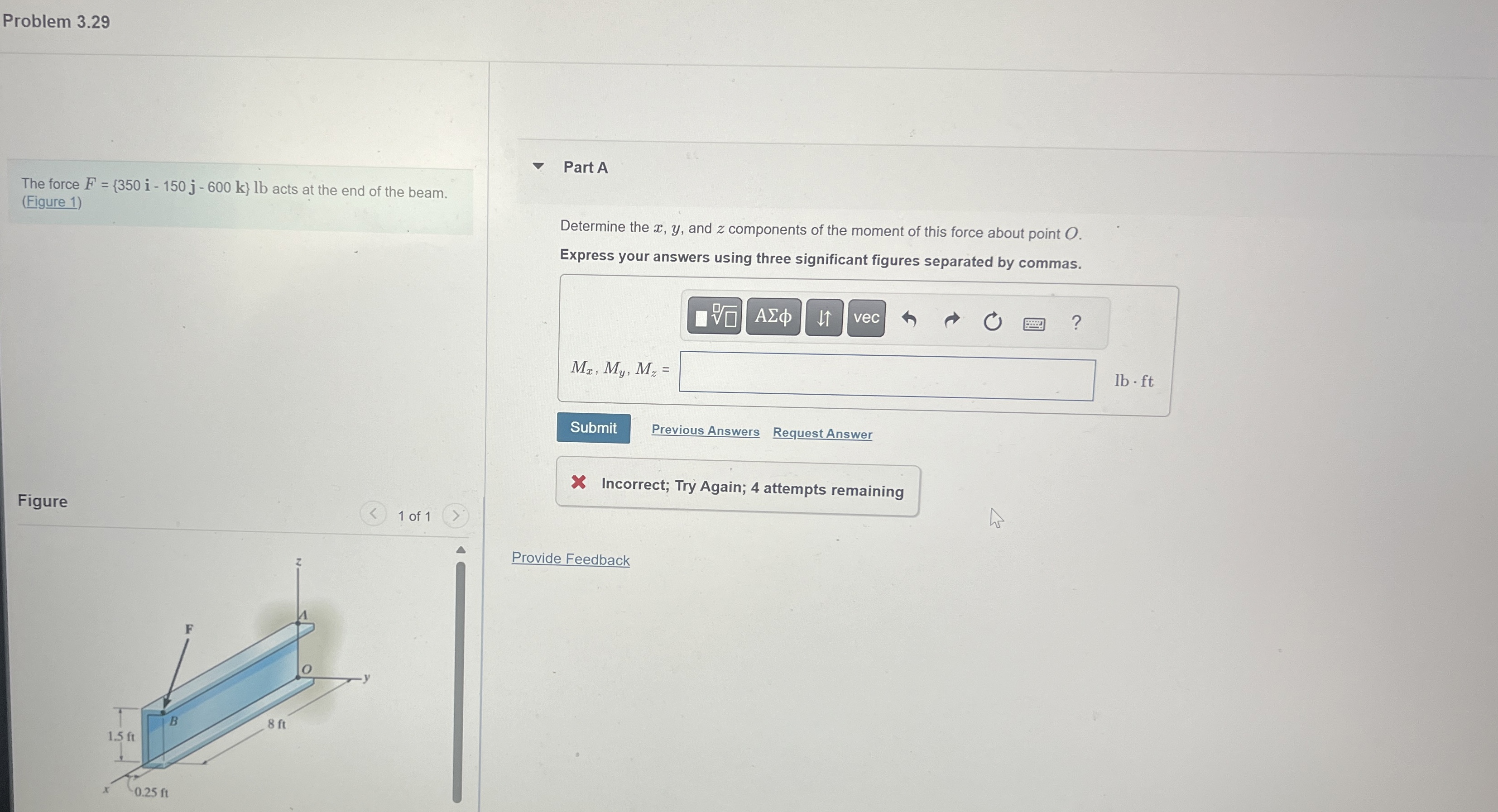 Problem 3 . 2 9 The force F = { 3 5 0 i - 1 5 0 j