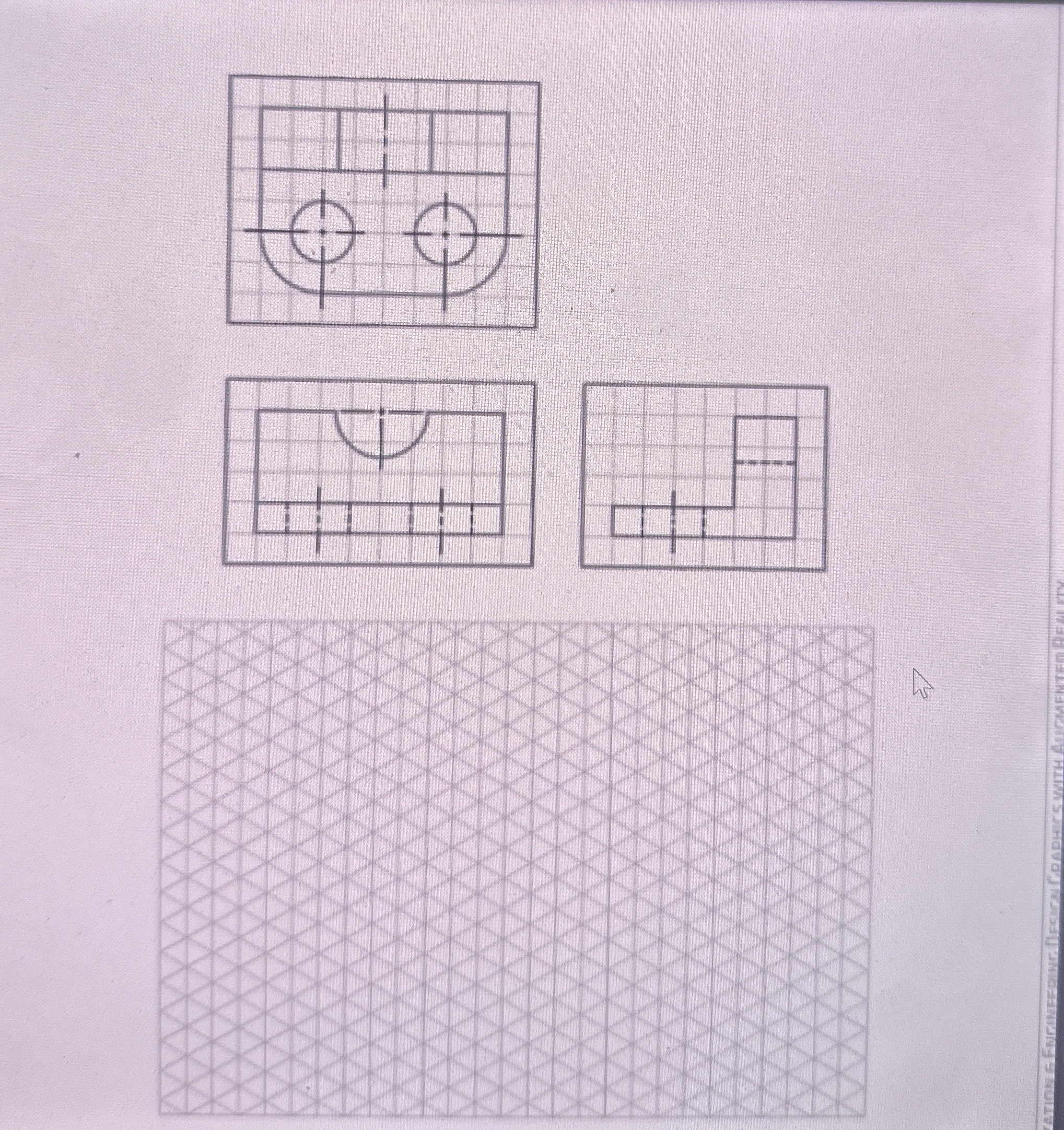 Create a cabinet oblique sketch of the object