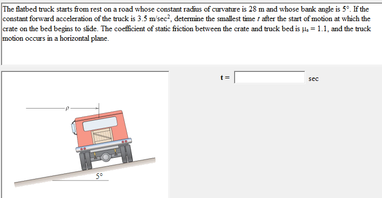 The flatbed truck starts from rest on a road