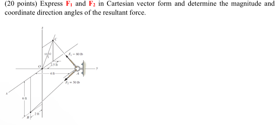 ( 2 0 points ) Express F 1 and F 2 in Cartesian