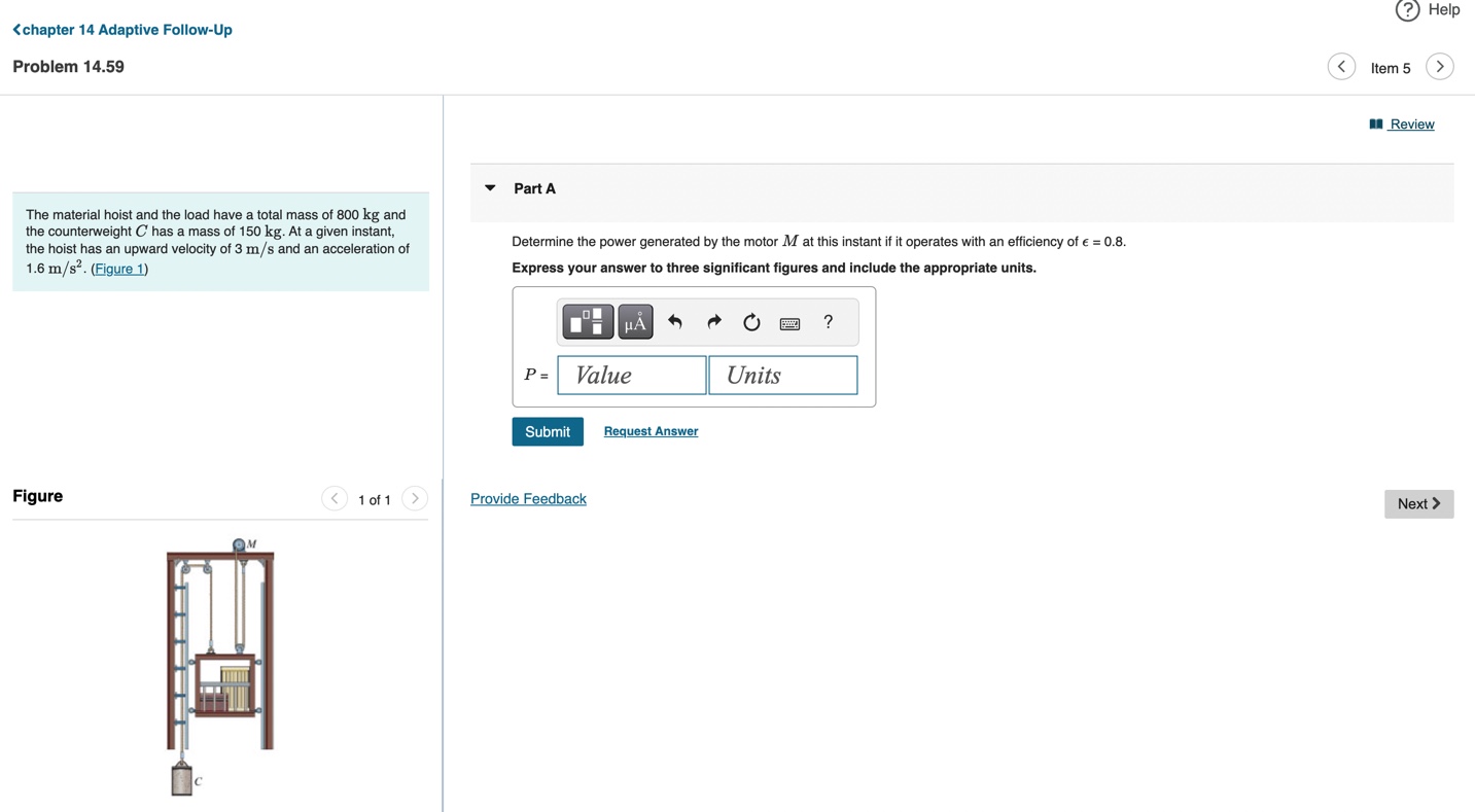 The material hoist and the load have a total mass