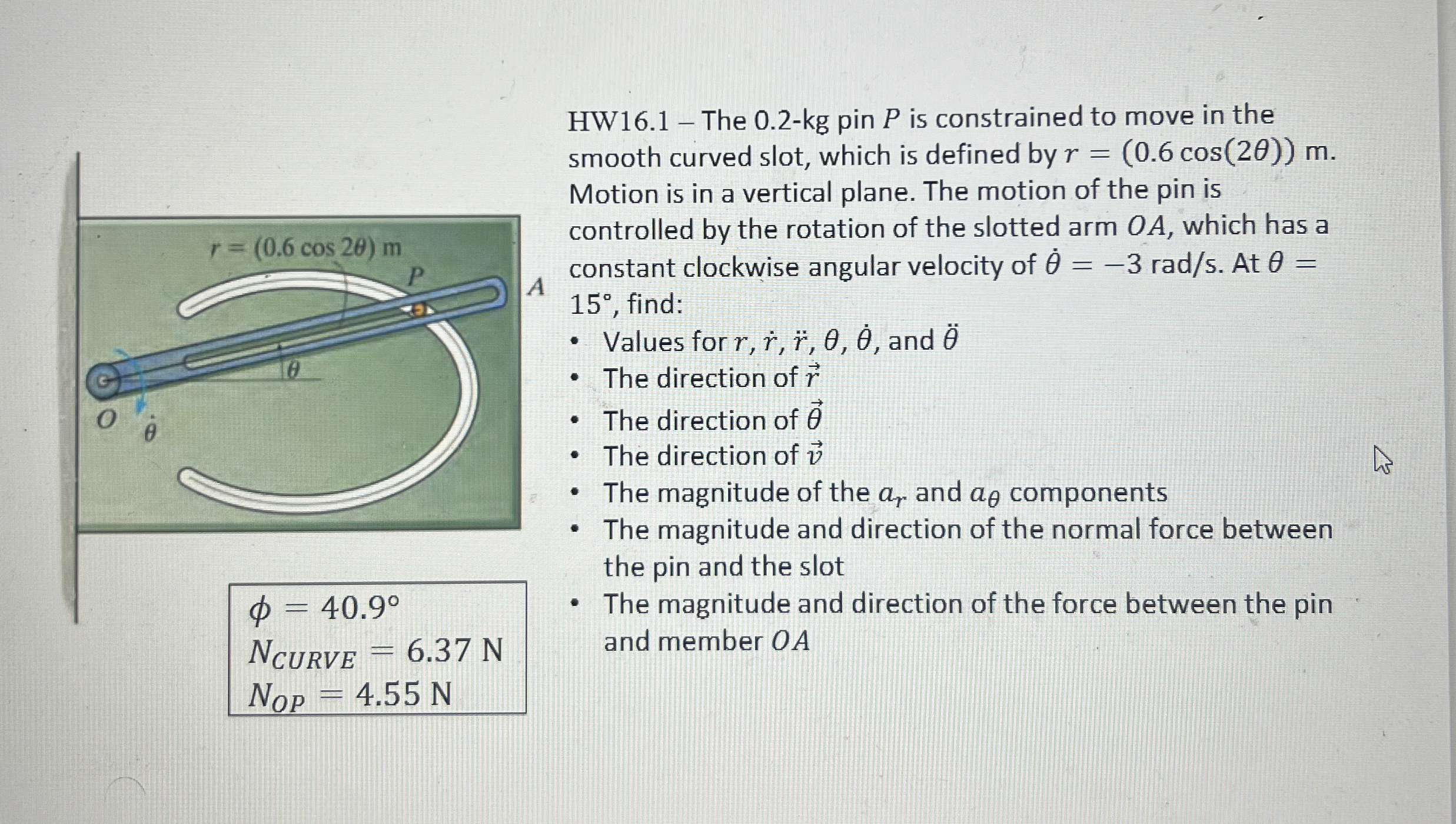 HW 1 6 . 1 - The 0 . 2 - k g pin P is constrained