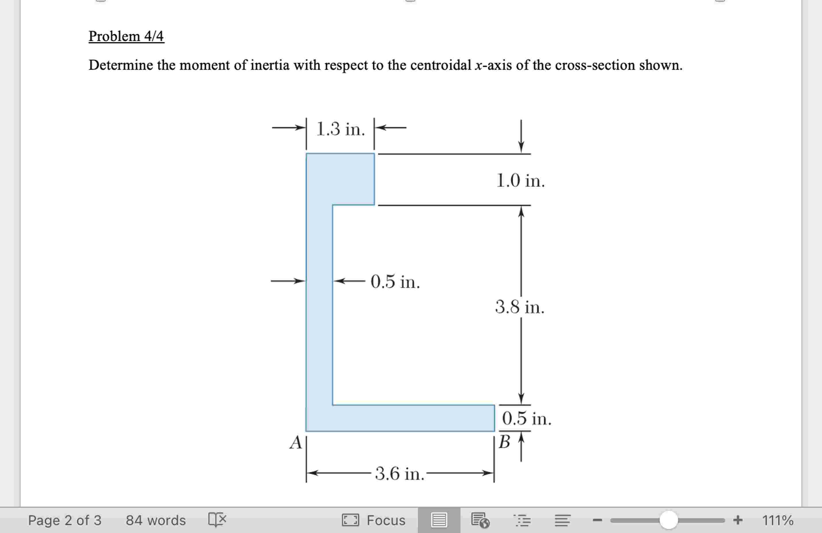 Problem 4 / 4 Determine the moment of inertia