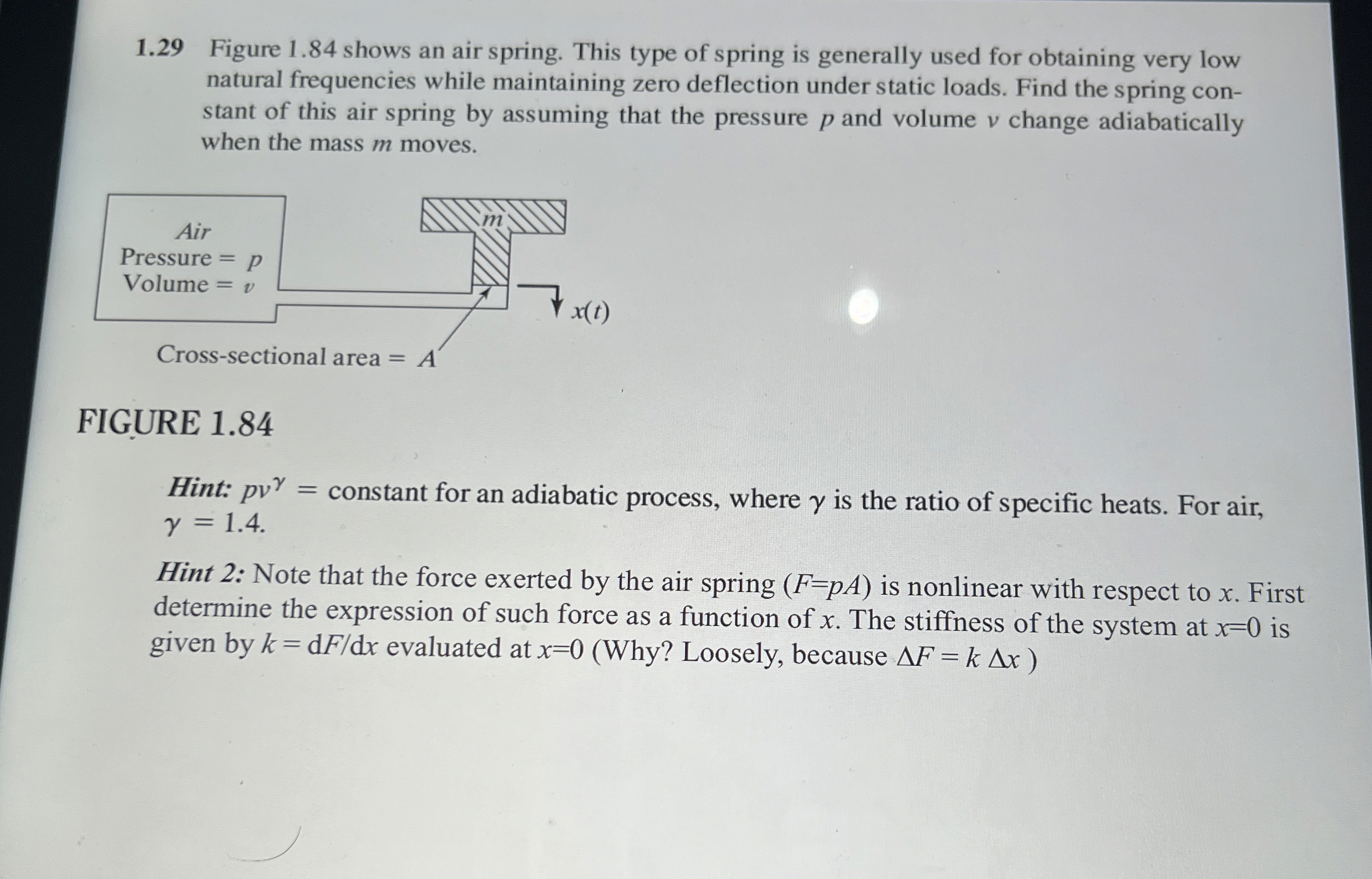 1 . 2 9 Figure 1 . 8 4 shows an air spring. This