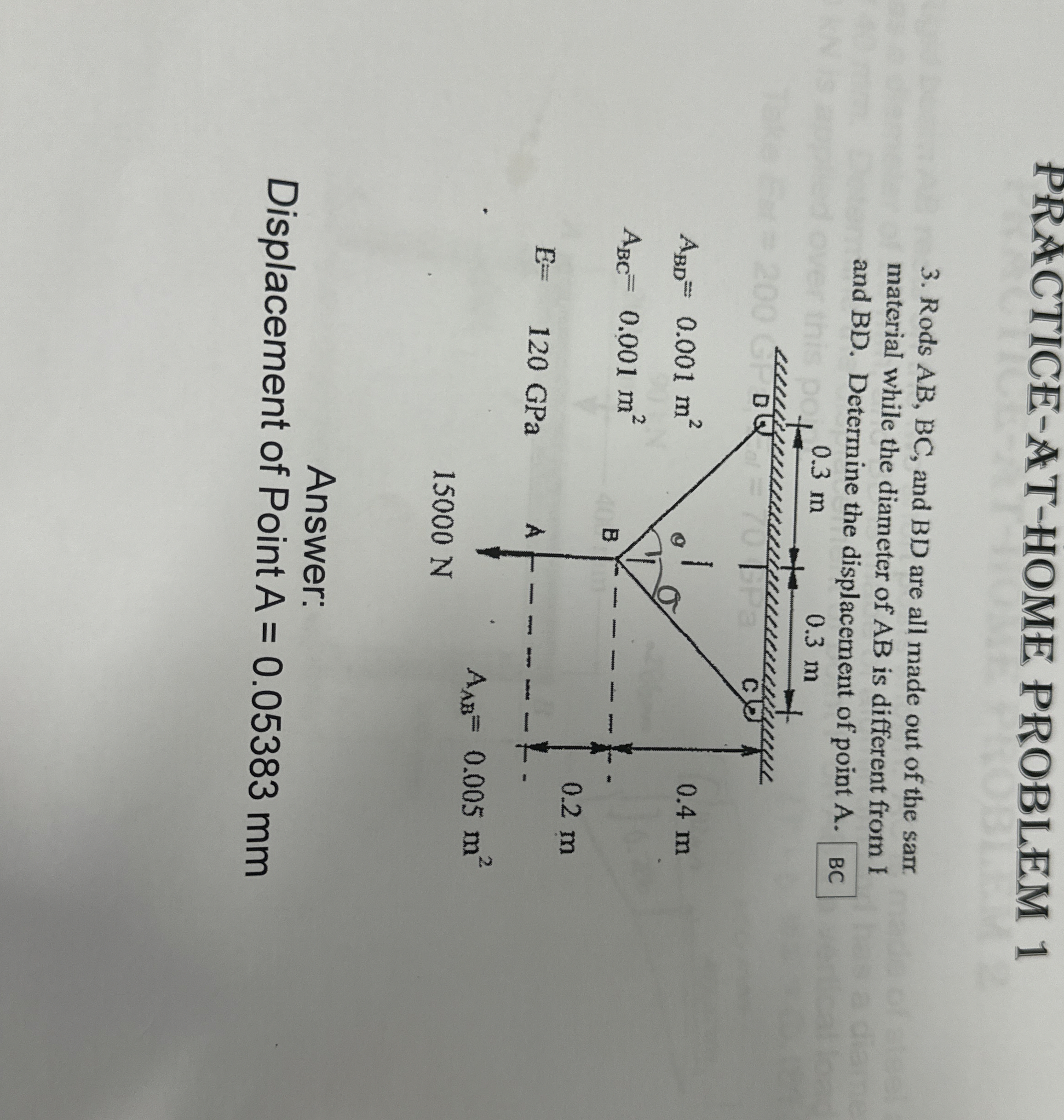 PRACTICE - AT - HOME PROBLEM 1 Rods A B , B C ,