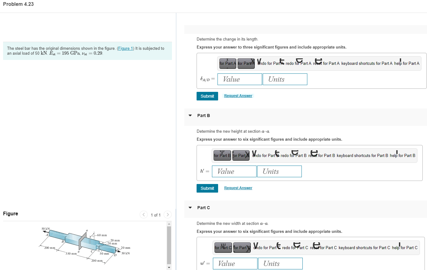 The steel bar has the original dimensions shown