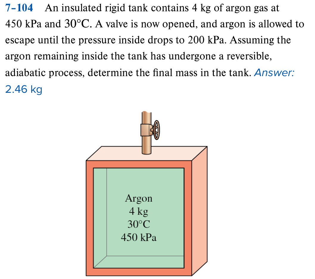 7 - 1 0 4 An insulated rigid tank contains 4 kg