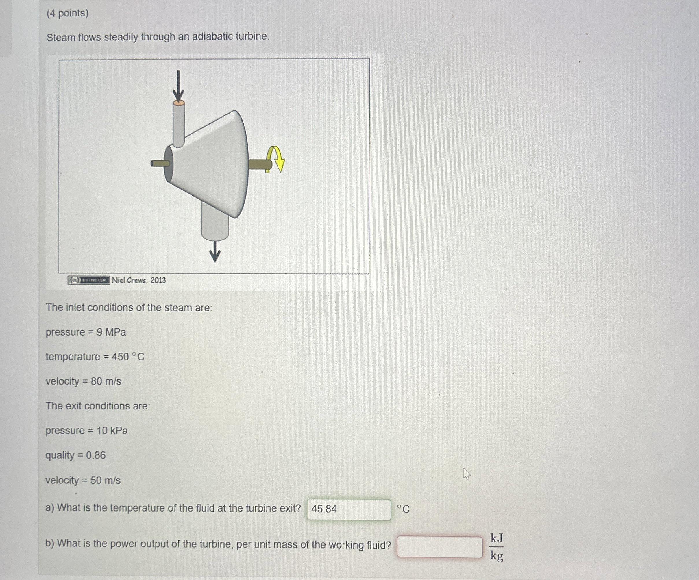 ( 4 points ) Steam flows steadily through an