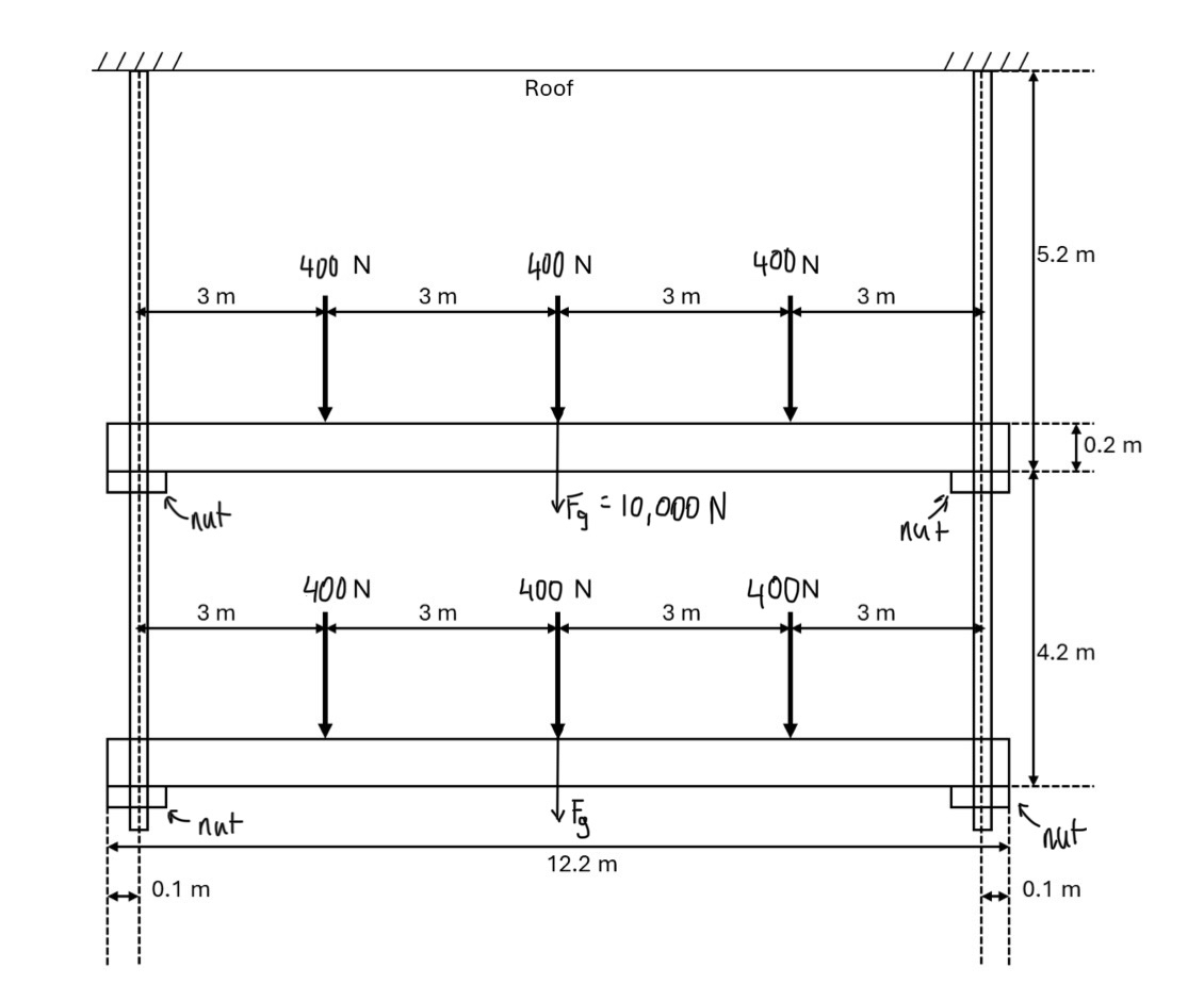 Draw free body diagrams for the nuts ( as