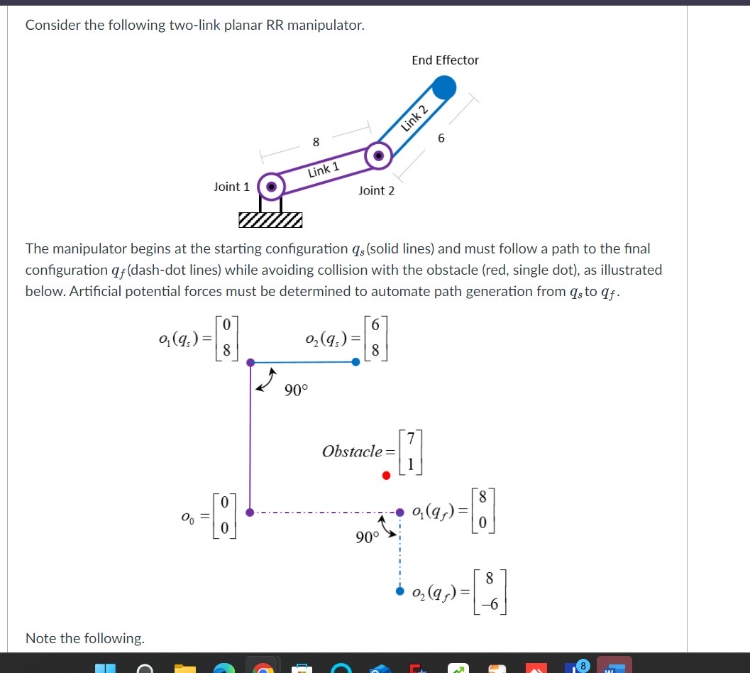 Consider the following two - link planar RR