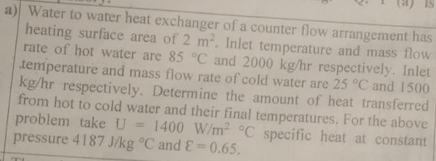 a ) Water to water heat exchanger of a counter