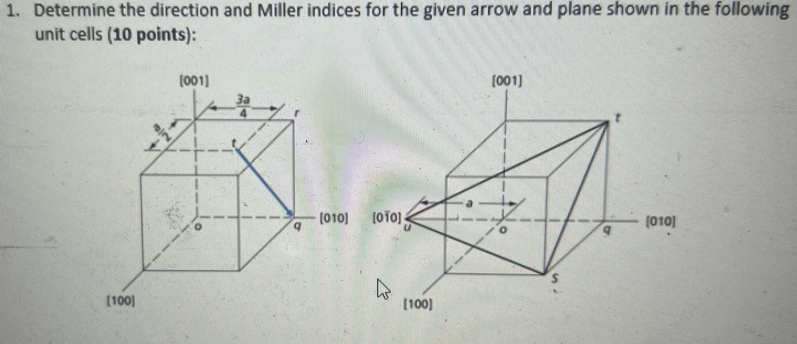 Determine the direction and Miller indices for