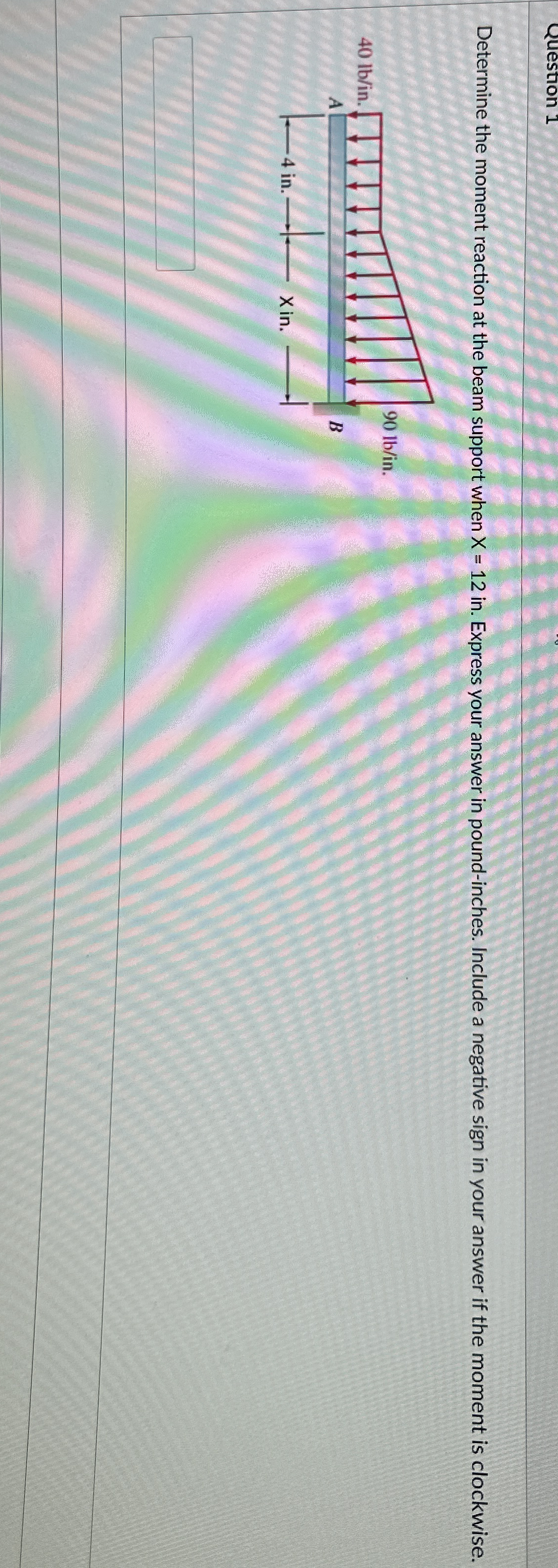Determine the moment reaction at the beam support