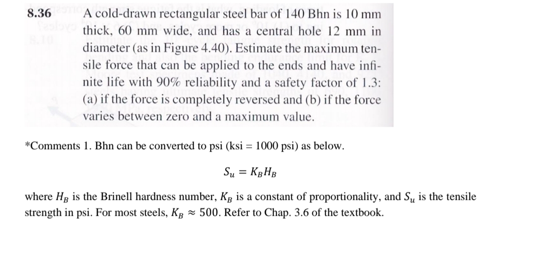 8 . 3 6 A cold - drawn rectangular steel bar of 1