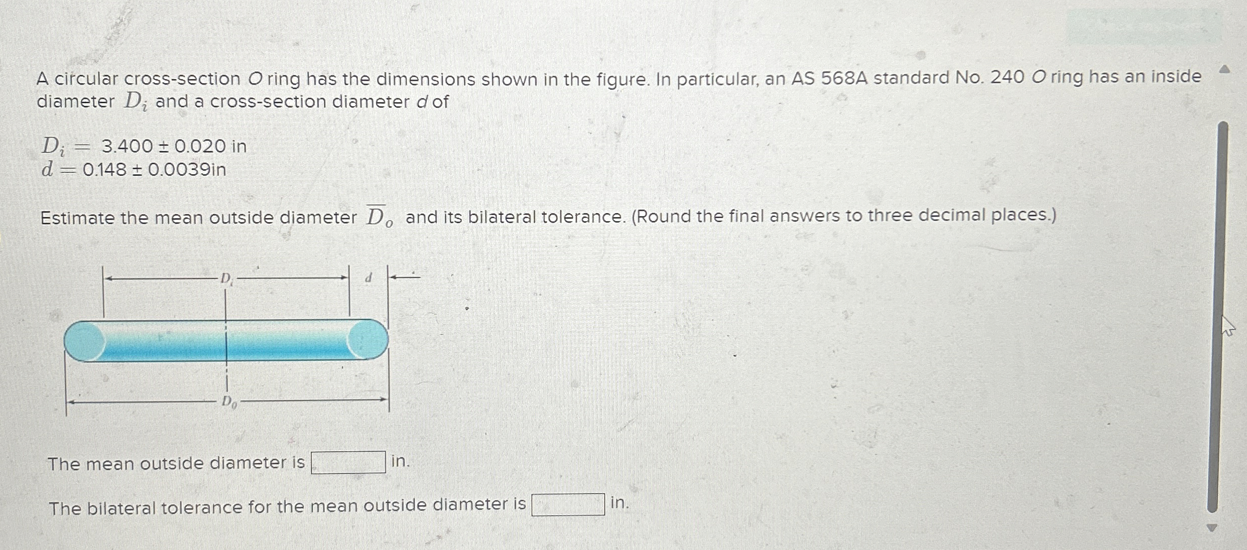A circular cross - section Oring has the