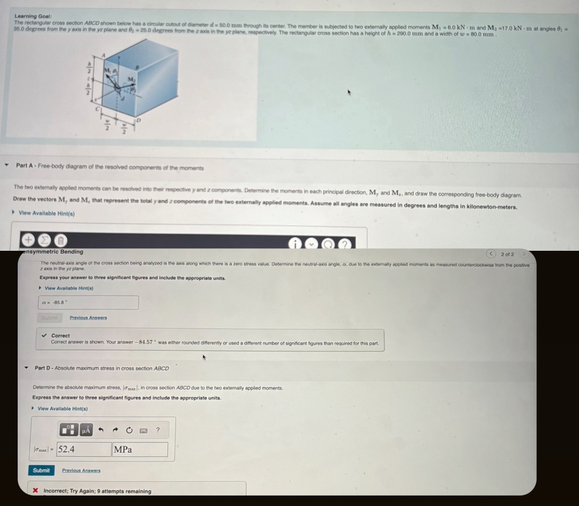 z axis in the y z plane. Express your answer to