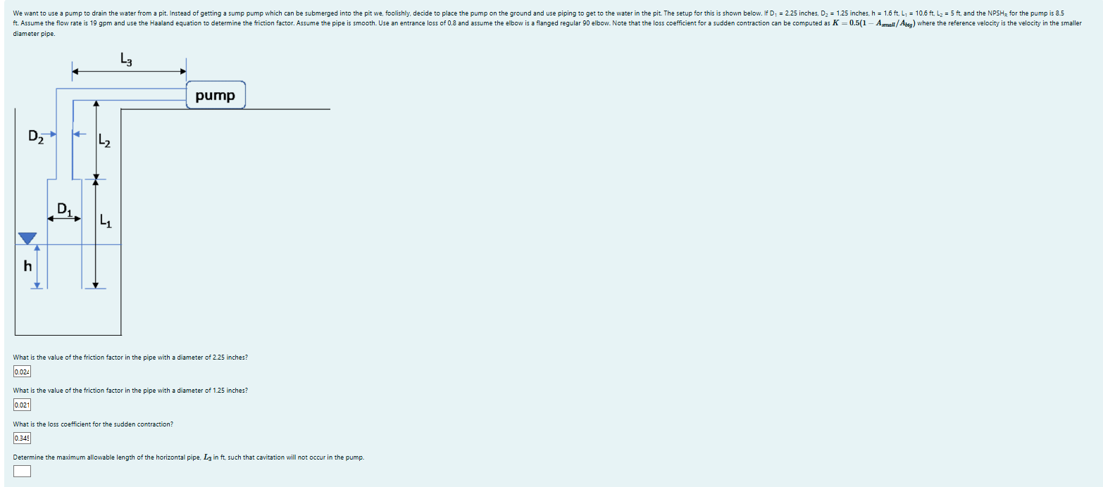 We want to use a pump to drain the water from a