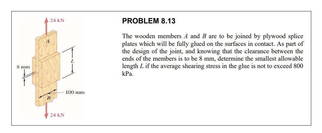 PROBLEM 8 . 1 3 The wooden members \ ( A \ ) and